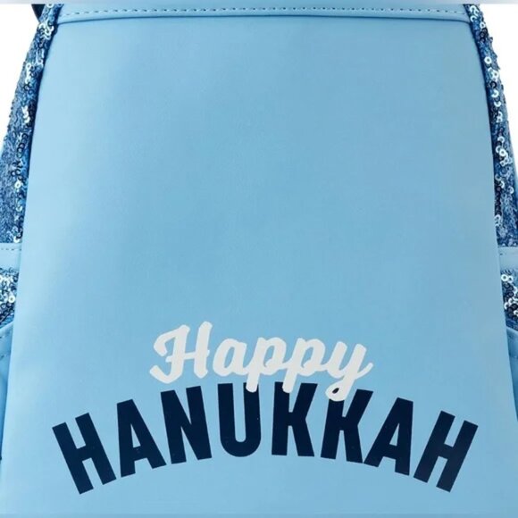Loungefly Disney Mickey Mouse Hanukkah Sequin Glow Mini Backpack - Picture 7 of 8